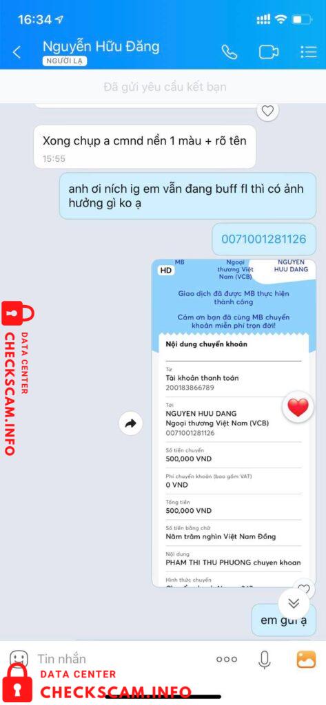 Evidência contra Nguyễn Hữu Đăng