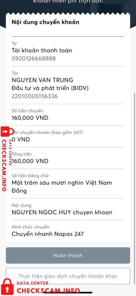 Evidência contra Nguyen Van Trung