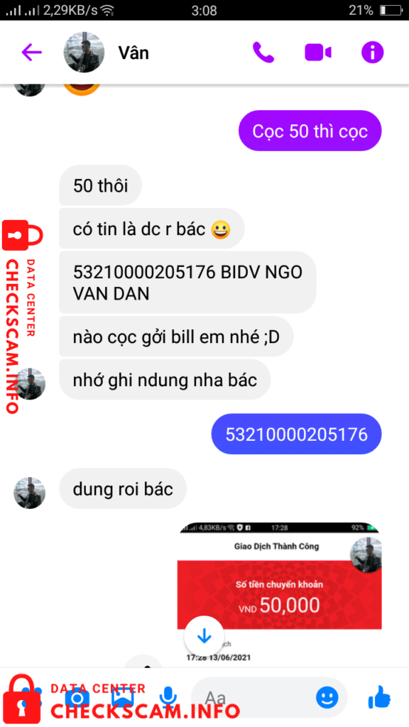 Preuves contre Ngo Van Dan