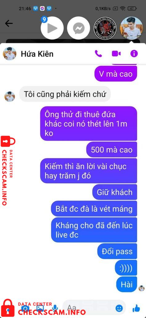 Evidência contra Nguyễn Hứa Kiên