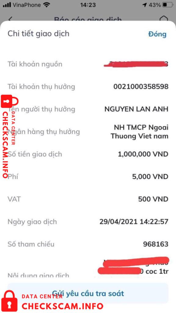 Evidência contra Nguyễn Lan Anh