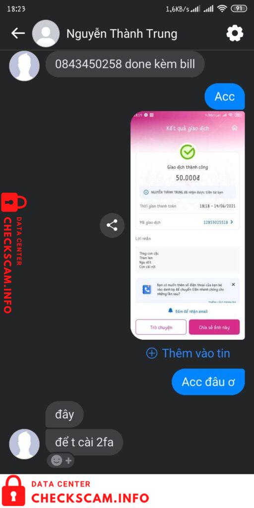 Evidência contra Nguyễn Thành Trung