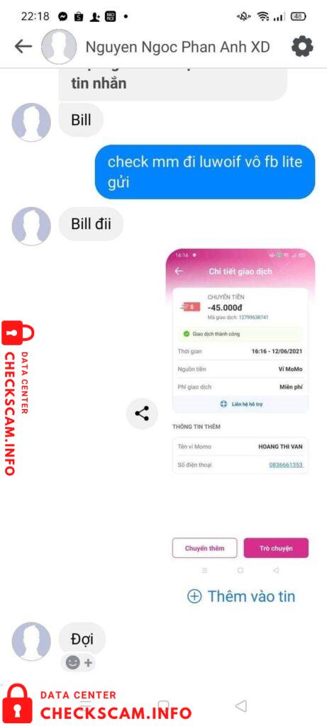Bằng chứng chống lại Hoang Thi Van