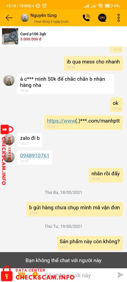 Evidência contra Nguyen Quang Tung