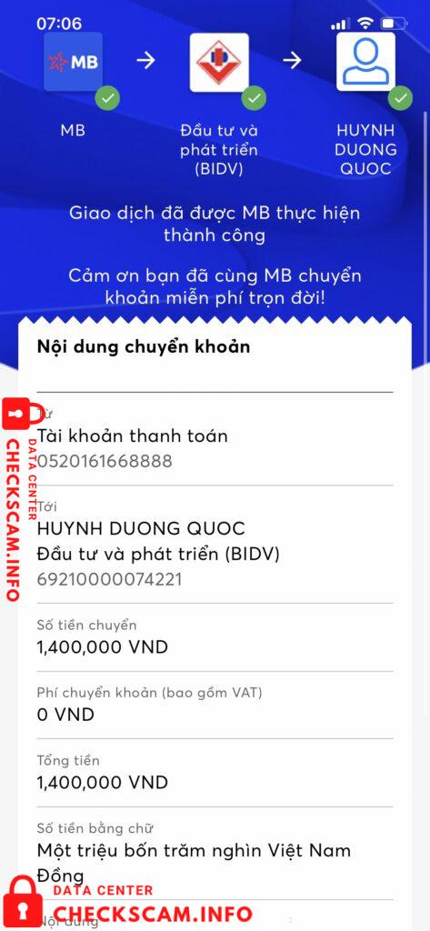 Preuves contre Huỳnh Dương Quốc