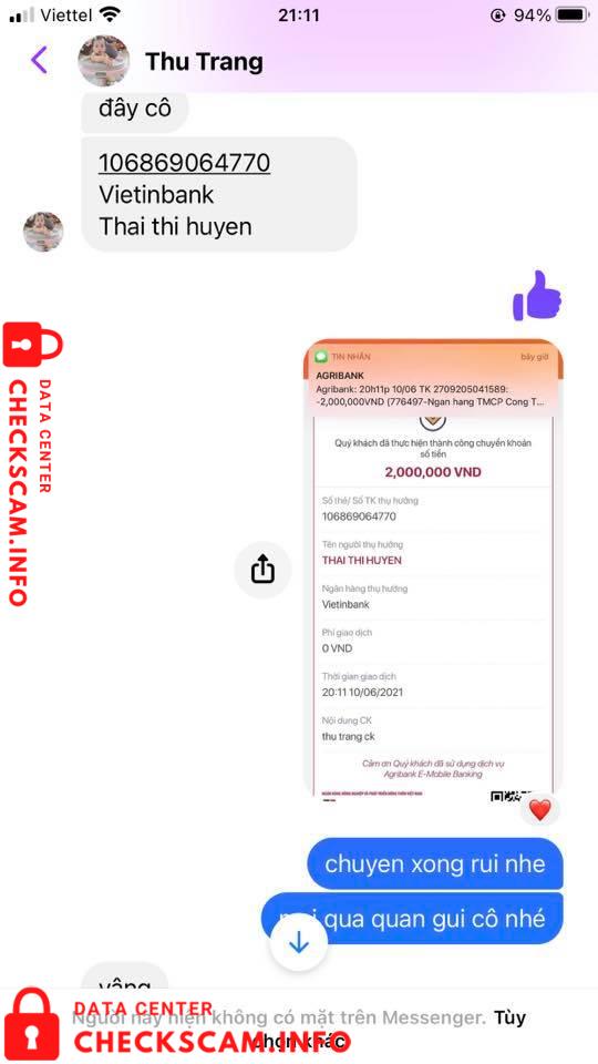 Preuves contre Thai Thi Huyen