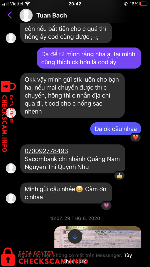 Preuves contre Nguyen Thi Quynh Nhu