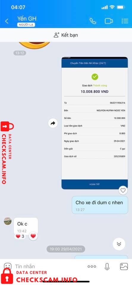 Preuves contre Nguyễn Huỳnh Ngọc Yến