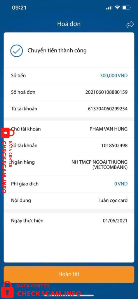 Bằng chứng chống lại Pham Van Hung