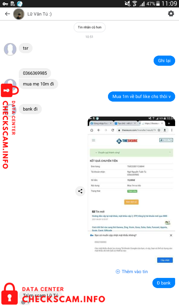 Preuves contre Lữ Văn Tú