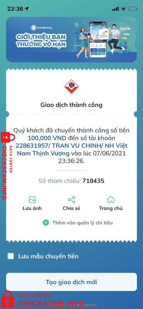 Bằng chứng chống lại Tran Vu Trinh