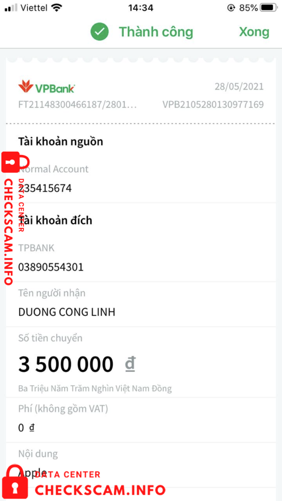 Preuves contre Duong Cong Linh