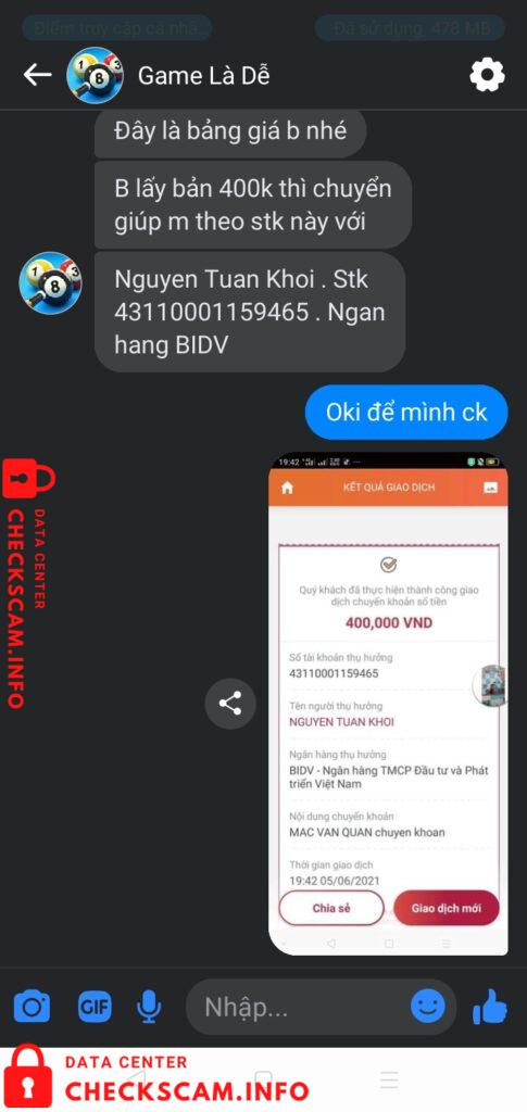 Evidência contra Nguyen Tuan Khoi