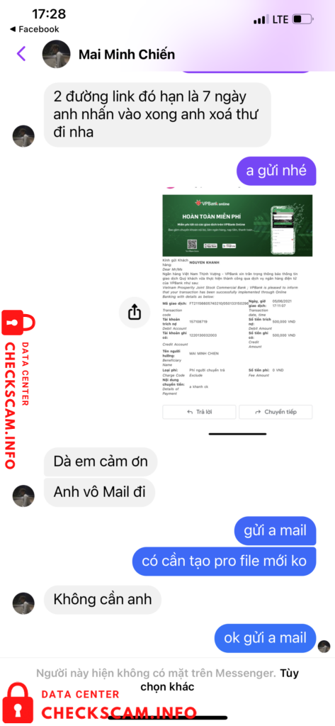 Evidência contra Mai Minh Chiến
