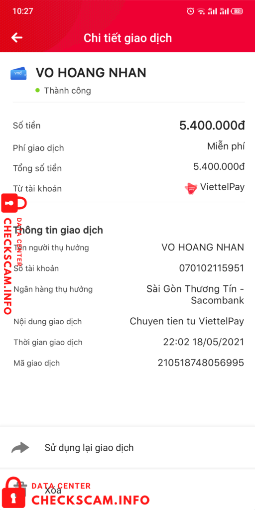 Evidência contra Võ Hoàng Nhân