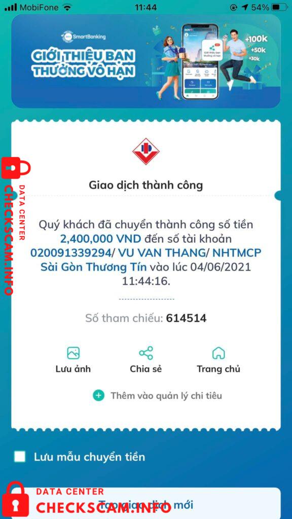 Evidência contra Vu Van Thang