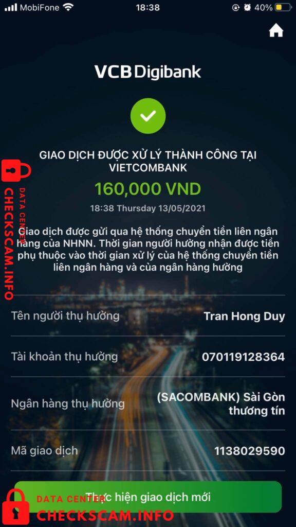 Bằng chứng chống lại Trần Hồng Duy