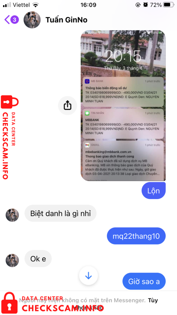 Evidência contra Nguyễn Minh Tuấn