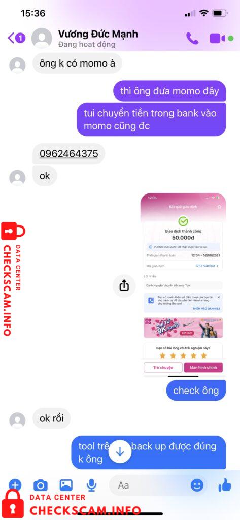 Evidência contra Vương Đức Mạnh