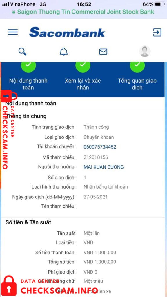 Evidência contra Mai Xuan Cuong