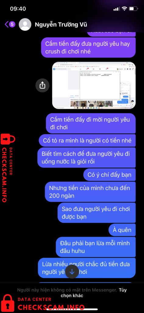 Evidência contra Nguyễn Trường Vũ