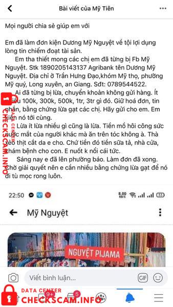 Preuves contre Dương Mỹ Nguyệt