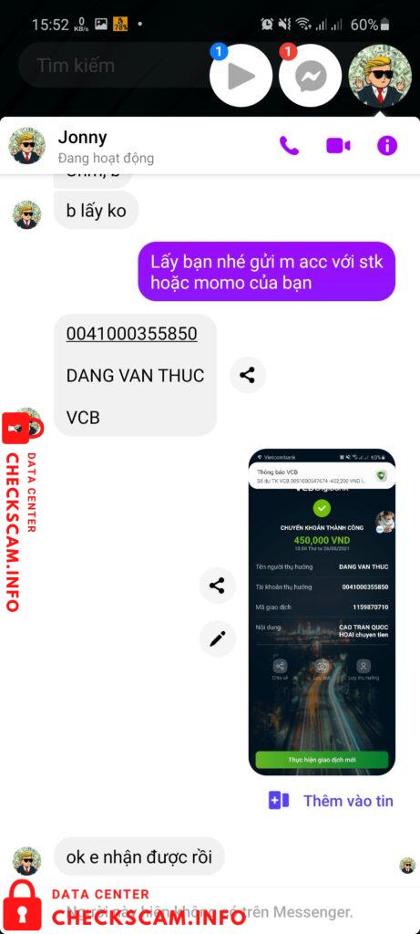 Evidência contra Dang Van Thuc