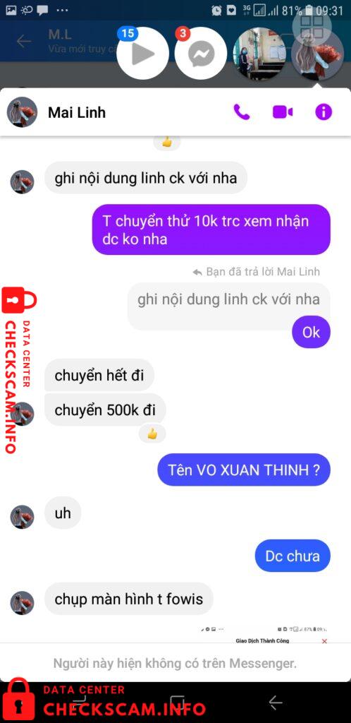 Evidência contra Vo Xuan Thinh