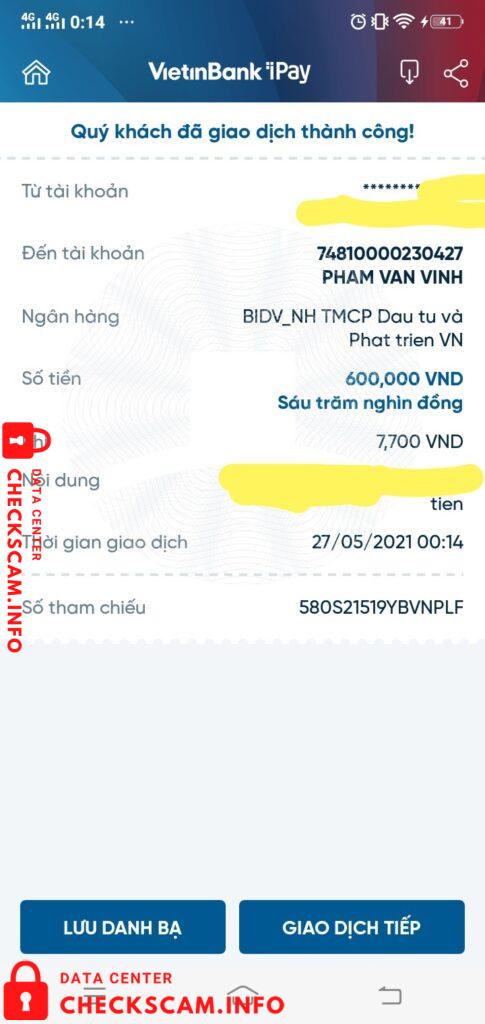 Preuves contre Phạm Văn Vinh
