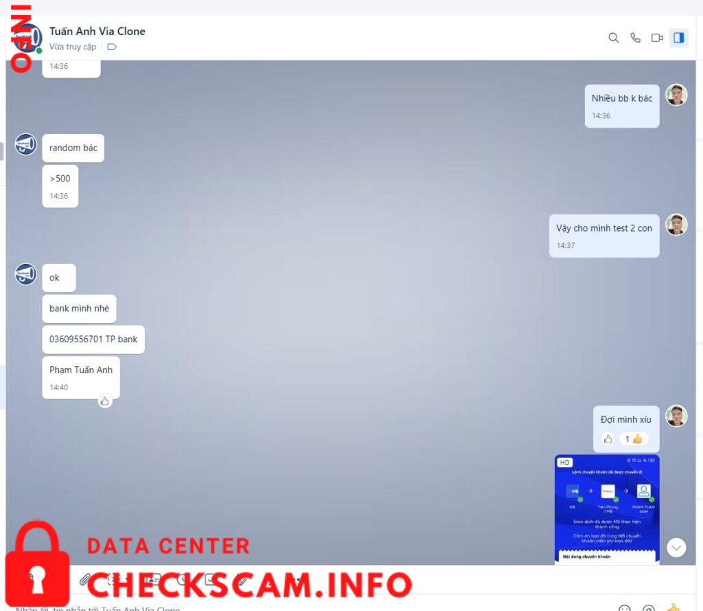 Evidência contra Phạm Tuấn Anh