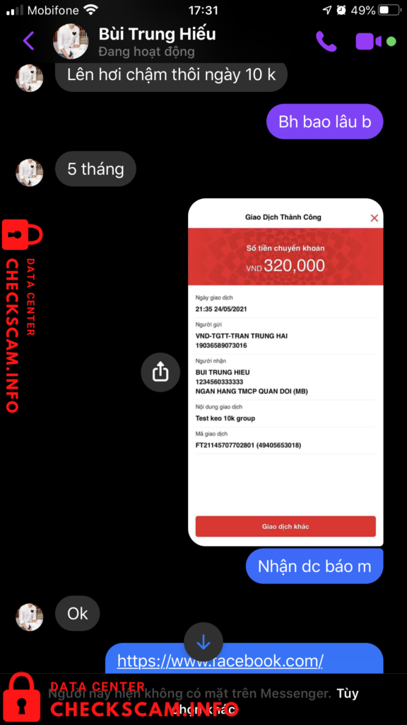 Evidência contra Bui Trung Hieu