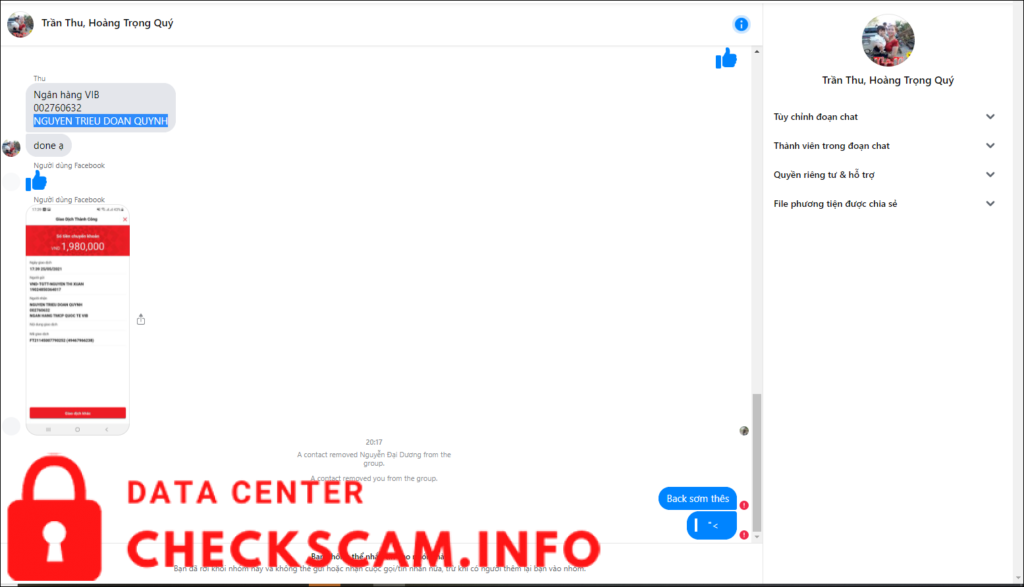 Evidência contra Nguyen Trieu Doan Quynh