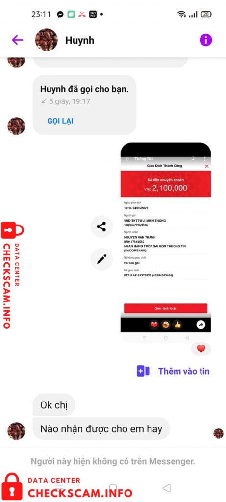 Evidência contra Nguyễn Văn Thành