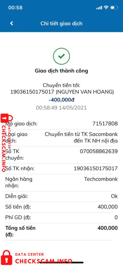 Preuves contre Nguyen Van Hoang