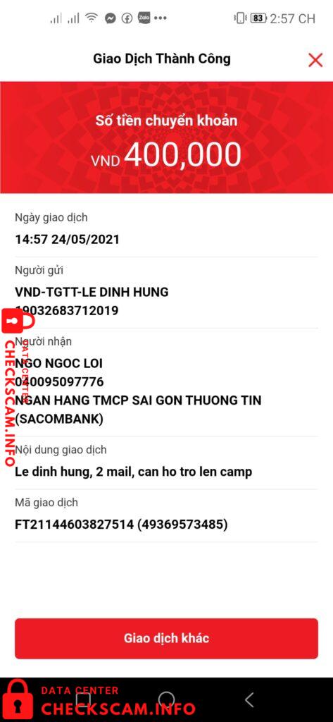 Preuves contre Ngô Ngọc Lợi