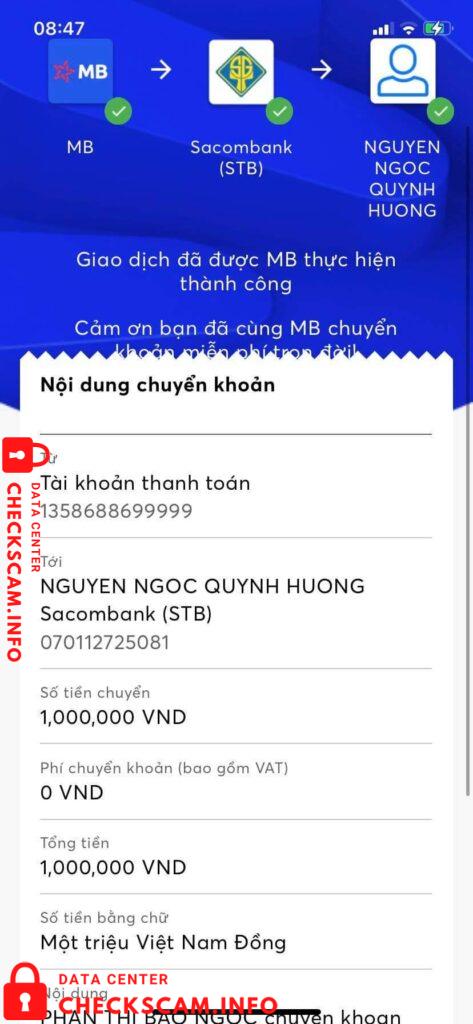 Preuves contre Nguyen Ngoc Quynh Huong