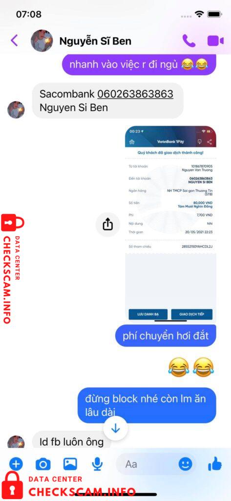 Preuves contre Nguyen Si Ben