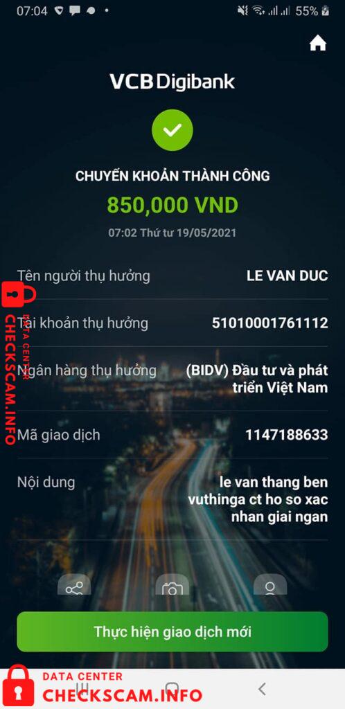 Preuves contre Le Van Duc