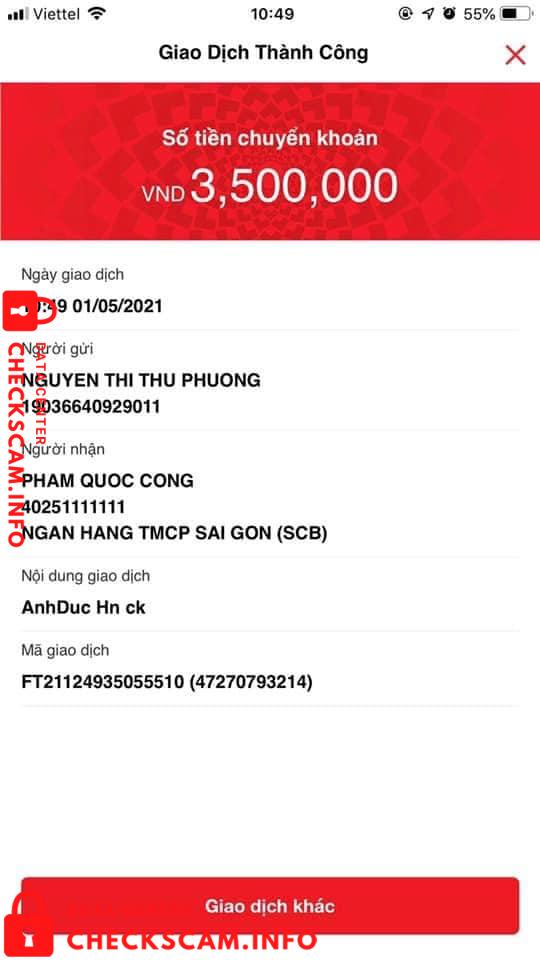 Preuves contre Phạm Quốc Công