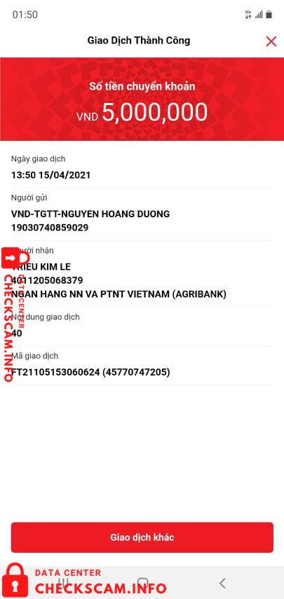 Preuves contre Trieu Kim Le