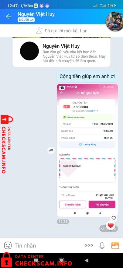 Preuves contre Pham Mai Nhu Quynh