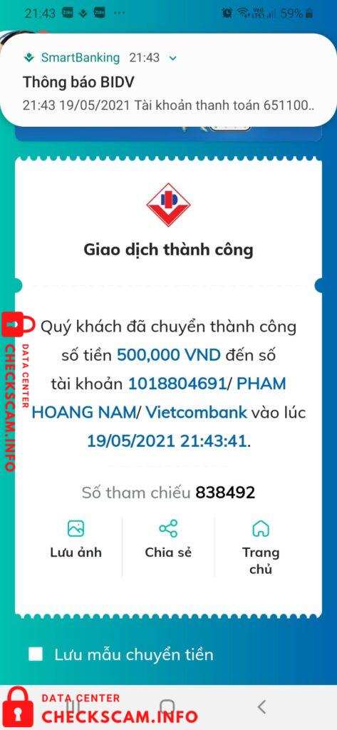 Preuves contre Pham Hoang Nam