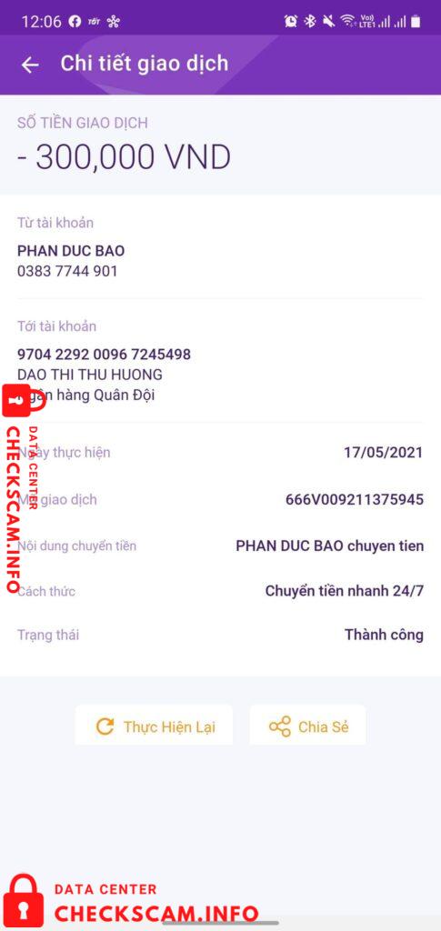 Bằng chứng chống lại Dao Thi Thu Huong