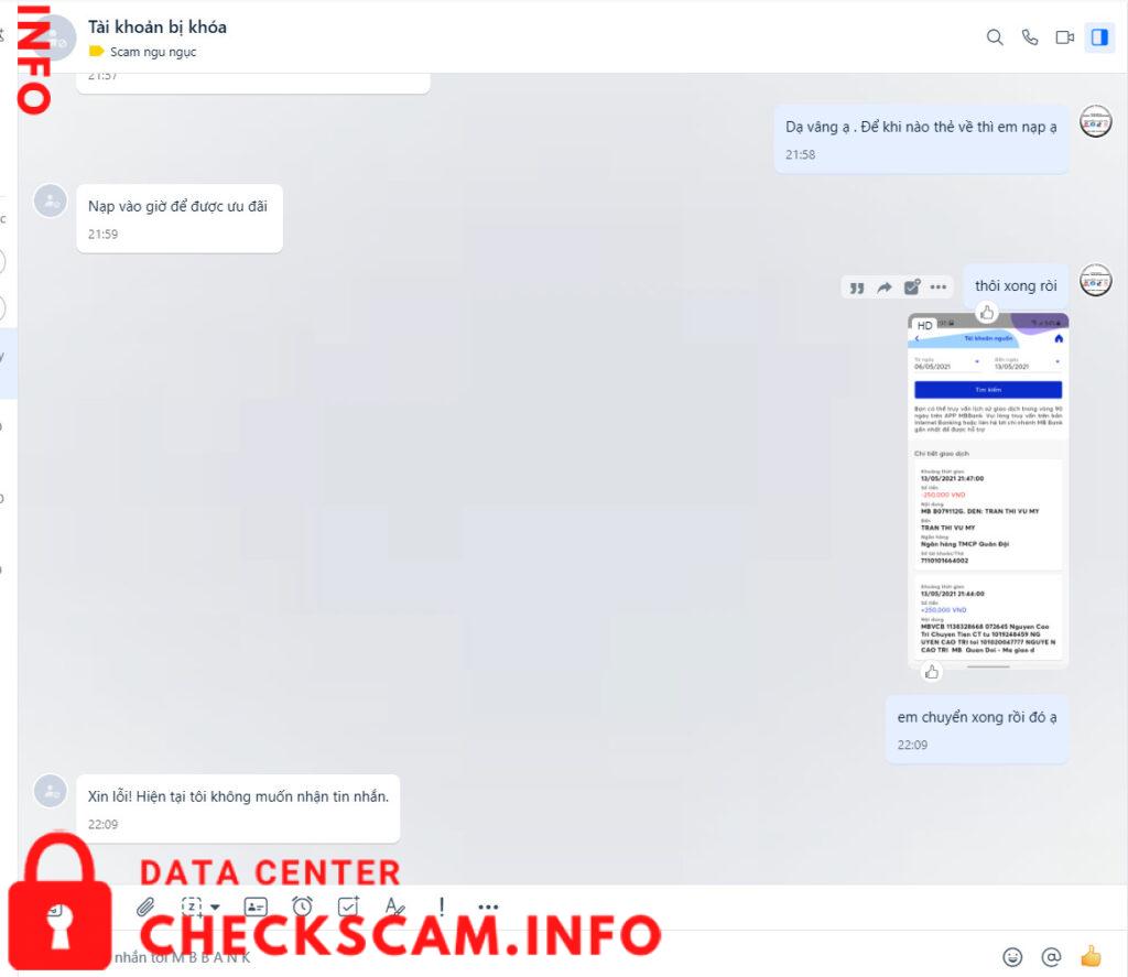 Bằng chứng chống lại Tran Thi Vu My