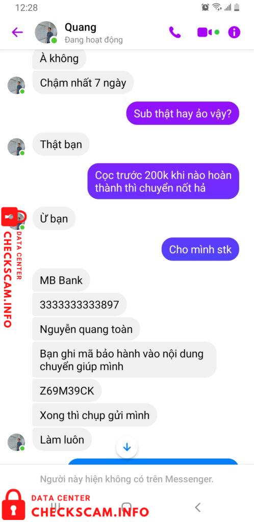 Bằng chứng chống lại Nguyễn Quang Toàn