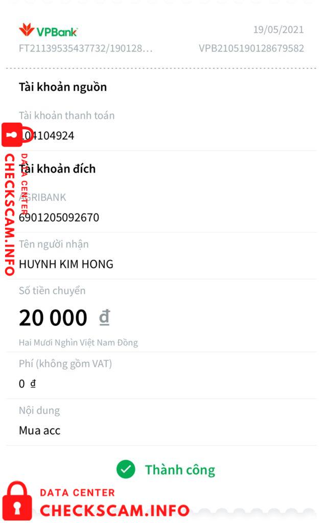 Bằng chứng chống lại Huynh Kim Hong