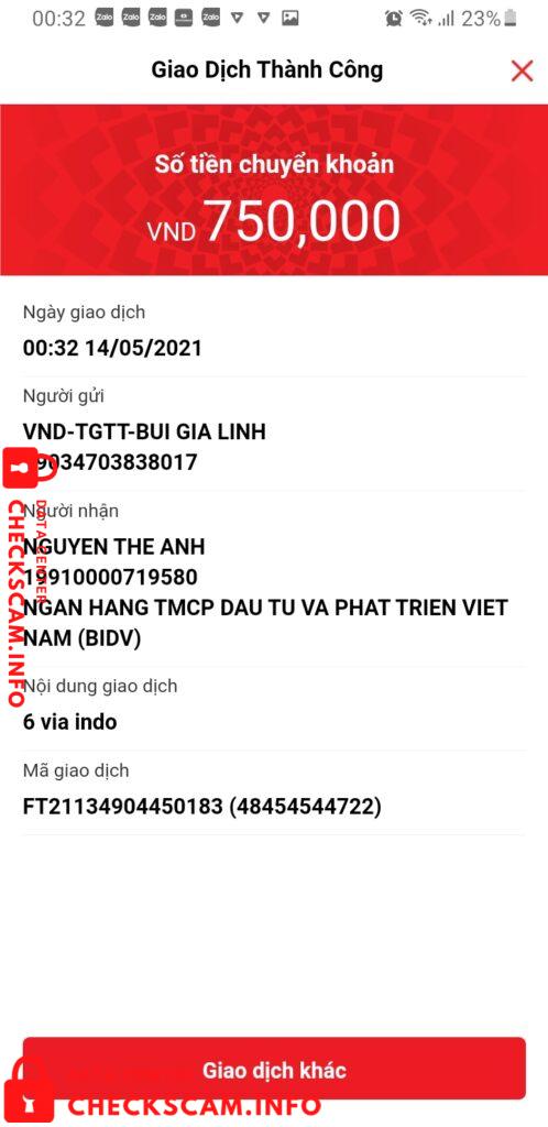 Bằng chứng chống lại Nguyen The Anh