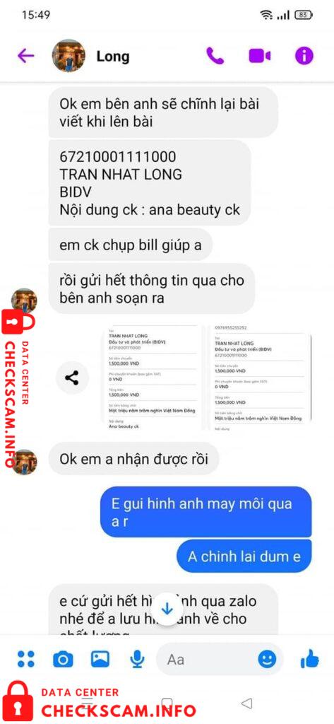 Bằng chứng chống lại Tran Nhat Long