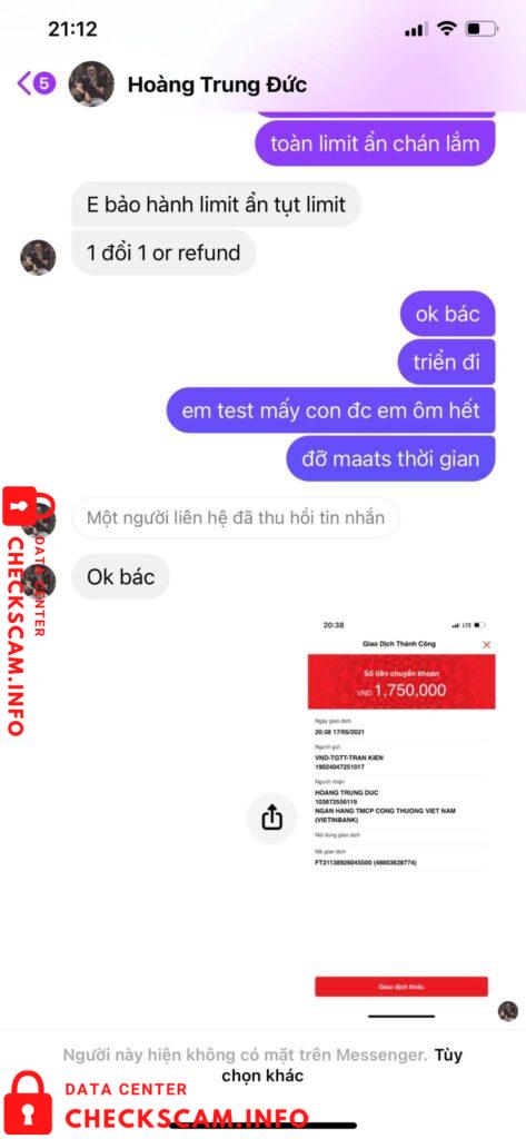 Preuves contre Hoàng Trung Đức