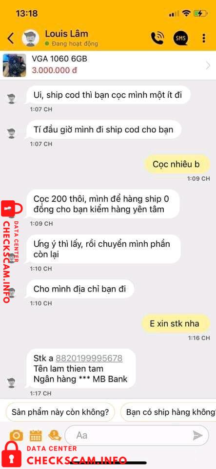 Bằng chứng chống lại Lam Thien Tam